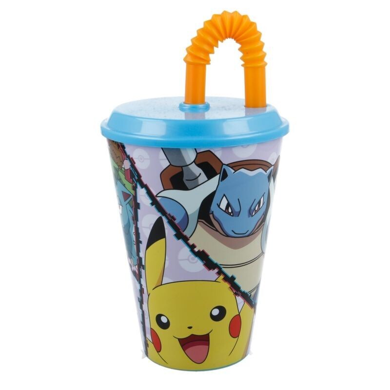 Vaso infantil reutilizable con tapa y pajita de 430 ml de Pokemon