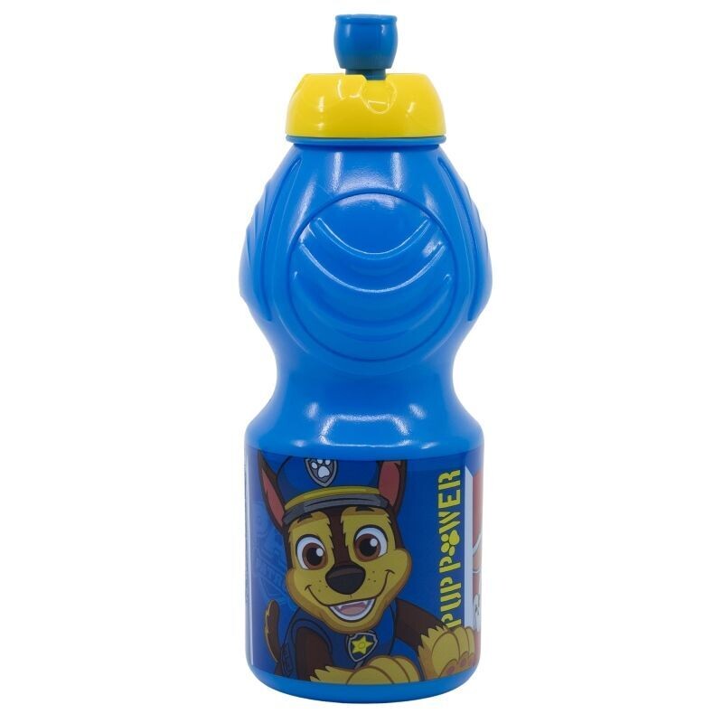 Botella de agua de plástico infantil con cierre anti goteo de 400 ml de La Patrulla Canina​