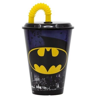 Vaso con tapa y pajita de la licencia de DC comics, Batman, vaso caña, producto de plastico libre de BPA