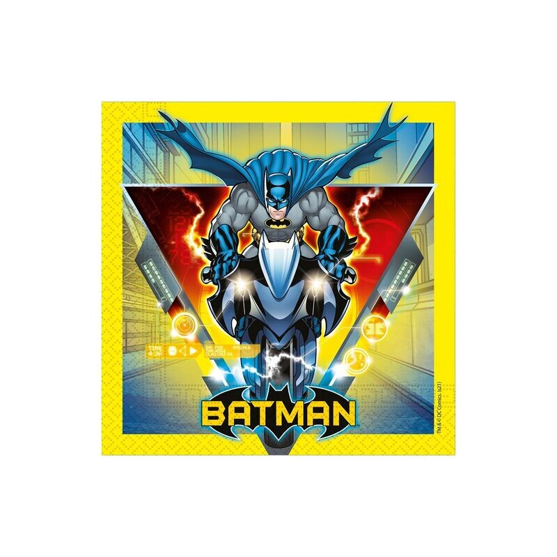 Pack de 20 servilletas de papel 2 capas, de la licencia oficial BATMAN, ideal para fiestas de cumpleaños
