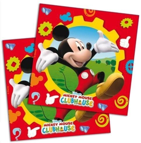 Pack de 20 servilletas de papel para fiestas de cumpleaños, doble hoja, 33x33 cm mickey mouse Clubhouse