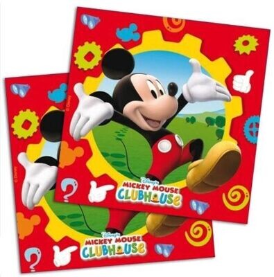 Pack de 20 servilletas de papel para fiestas de cumpleaños, doble hoja, 33x33 cm mickey mouse Clubhouse