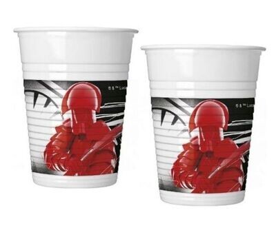 Pack de 8 vasos ideal para fiestas y cumpleaños de la licencia Star Wars, diseño trooper rojo, capacidad 200ml