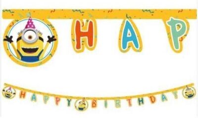 Guirnalda Happy birthday licencia oficial Minions, producto de carton