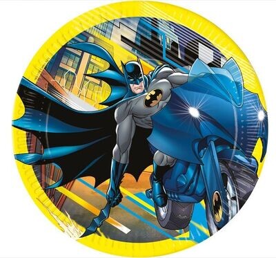 Pack 8 platos de cartón licencia oficial Batman, diametro: 23cm, ideal cumpleaños