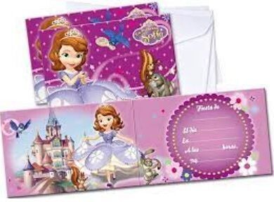 Pack de 6 invitaciones licencia oficial Princesa Sofia