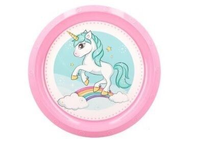 plato reutilizable fiesta Unicornio, plastico libre de BPA