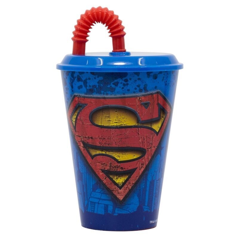 vaso  caña licencia oficial superman, producto de plastico libre de BPA, 430ml