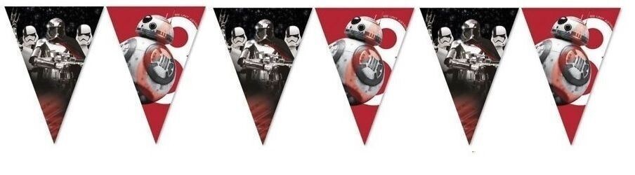 lineal de banderines de la licencia oficial Disney Star wars, diseño BB8, 9 banderines, longitud 2,3mt