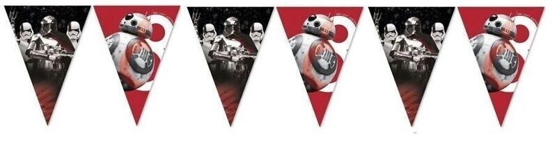 lineal de banderines de la licencia oficial Disney Star wars, diseño BB8, 9 banderines, longitud 2,3mt