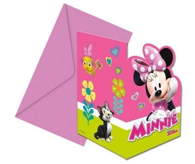 pack 6 invitaciones de la licencia oficial disney Minnie, ideal para cumpleaños, producto de carton