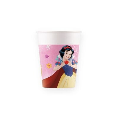 Pack de 8 vasos de carton ideal para fiestas y cumpleaños de la licencia de Disney Princesas