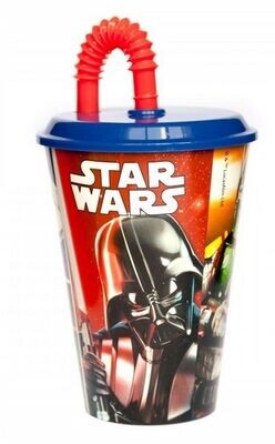 vaso caña Star wars, 430ml, producto de plastico libre de BPA, diseño personajes