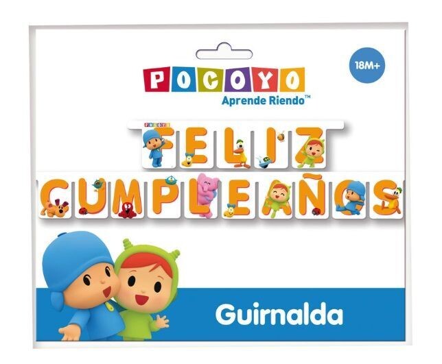 Guirnalda Feliz Cumpleaños. de la licencia oficial Pocoyo, producto de carton