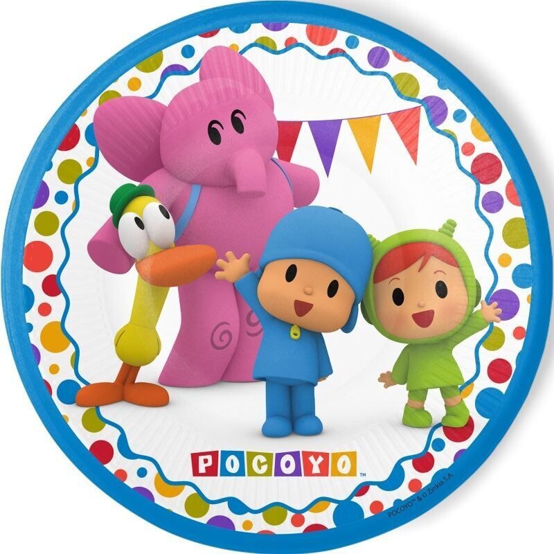 paquete de 8 platos 23 cm Pocoyo y Nina, ideal fiestas de cumpleaños