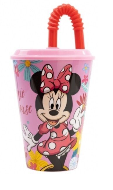 vaso caña Disney Minnie Mouse, diseño spring, 430ml, producto de plastico libre de BPA