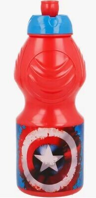 Botella sport reutilizable capitan america, capacidad 400ml, producto de plastico libre de BPA, avengers