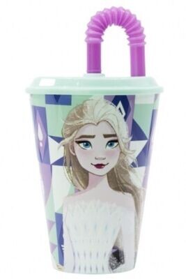 vaso con caña Disney Frozen,Ice magic 430ml, producto de plastico libre de BPA