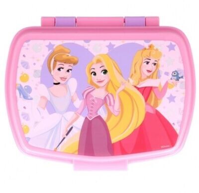 Sandwichera rectangular de la licencia oficial Disney Princesas, diseño True, producto de plástico resistente, ideal para llevar el almuerzo