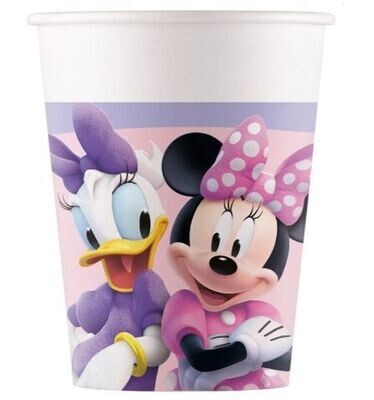 Pack de 8 vasos de carton ideal para fiestas y cumpleaños de la licencia disney Minnie, producto de cartón, capacidad 200ml