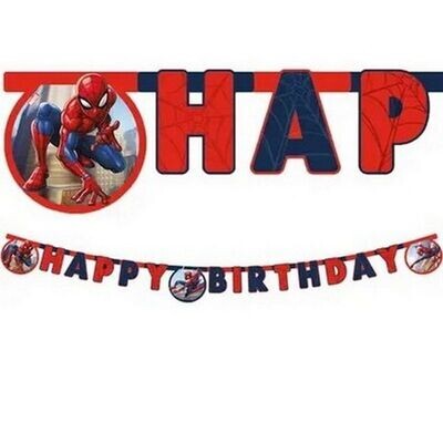 Guirnalda feliz cumpleaños de la licencia oficial marvel Spiderman, producto de carton