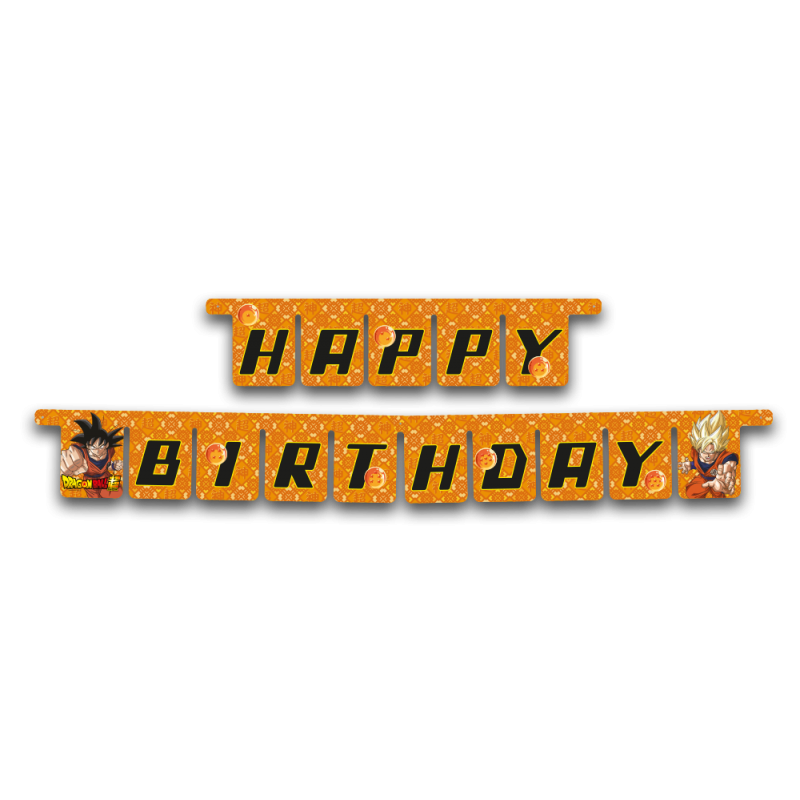 Guirnalda Happy birthday  Dragon Ball, ideal para fiestas y cumpleaños.