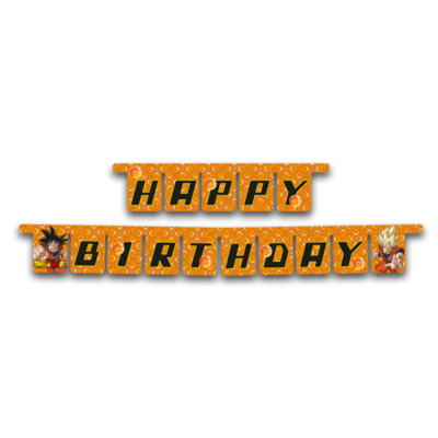 Guirnalda Happy birthday Dragon Ball, ideal para fiestas y cumpleaños.