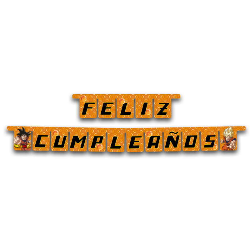 Guirnalda Feliz cumpleaños Dragon Ball, ideal para fiestas y cumpleaños.