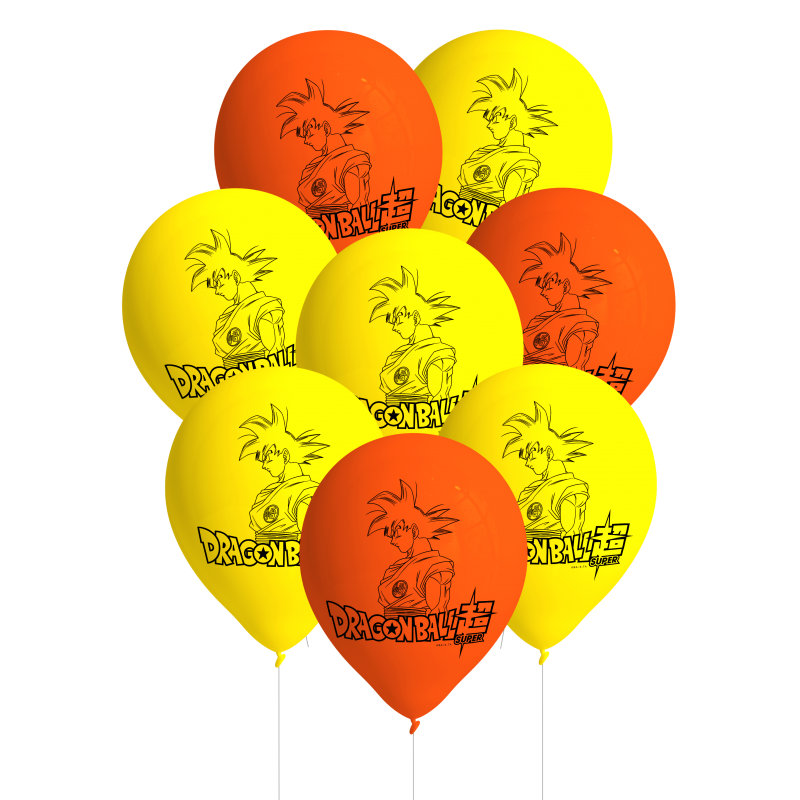 8 globos de latex Dragon Ball, ideal para fiestas y cumpleaños.