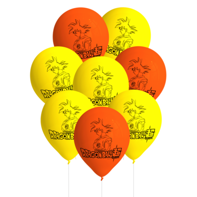 8 globos de latex Dragon Ball, ideal para fiestas y cumpleaños.