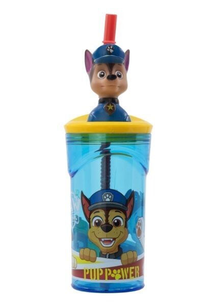 vaso con caña Figura 3D diseño Patrulla canina, producto de plástico libre de BPA, licencia oficial