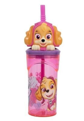 vaso con caña Figura 3D diseño Patrulla canina, Skye, producto de plástico libre de BPA, licencia oficial