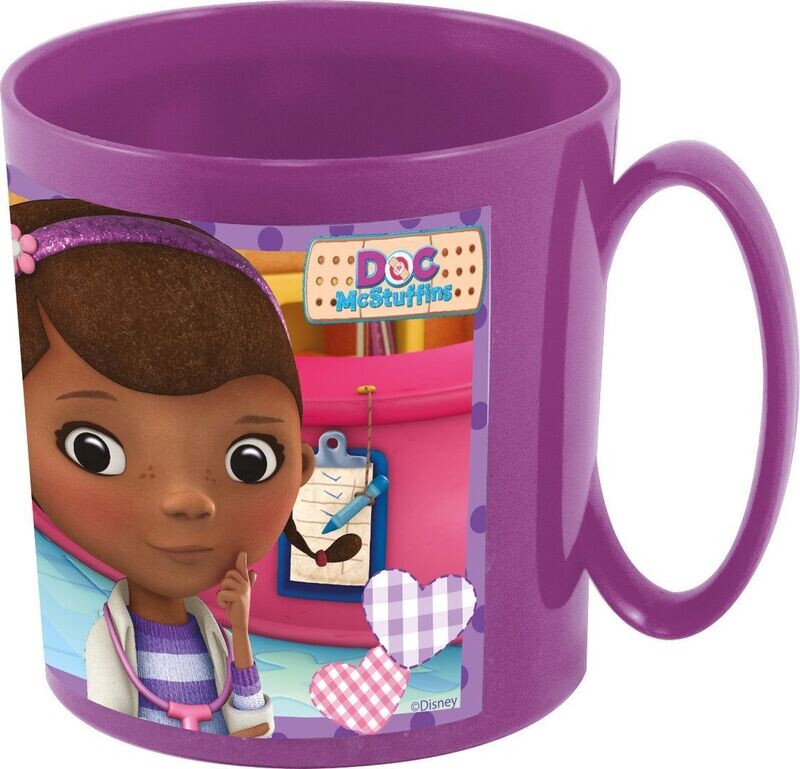 Taza apta para microondas de la licencia oficial Doctora Juguetes, capacidad: 350ml, producto de plastico libre de BPA