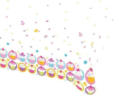 mantel fiesta 120x180cm diseño Cupcakes, pastelitos, producto de plastico, ideal como complemento para fiestas de cumpleaños o eventos