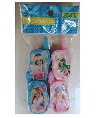 Pack de 4 sacapuntas diseño Barbie, producto de plastico