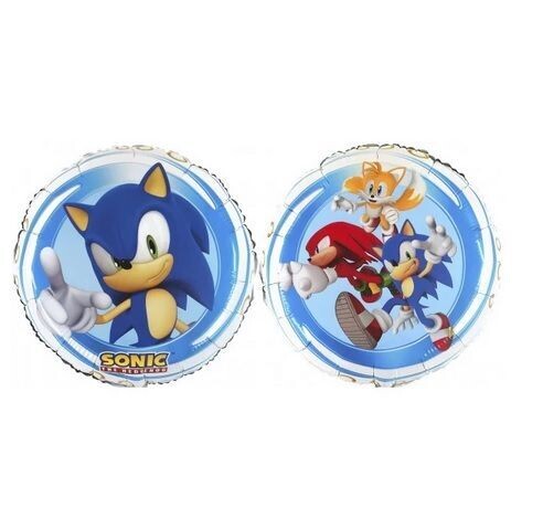 Globo foil 46cm licencia oficial Sonic, ideal para decoración