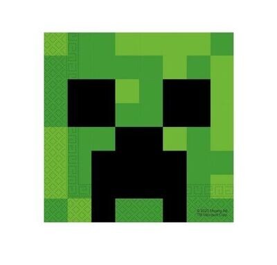 Pack de 20 servilletas de pape, de la licencia oficial Minecraft, ideal para fiestas de cumpleaños