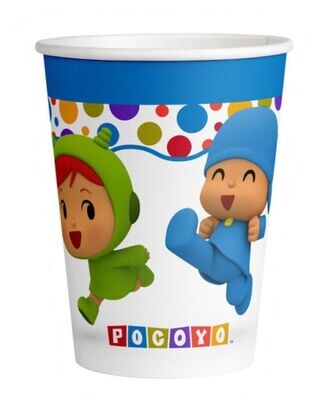 Pack 8 vasos de cartón para fiestas, 200 ml licencia oficial Pocoyo