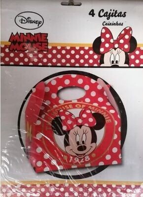Pack 4 cajas de carton de la licencia Disney Minnie Mouse, 16x10x18cms