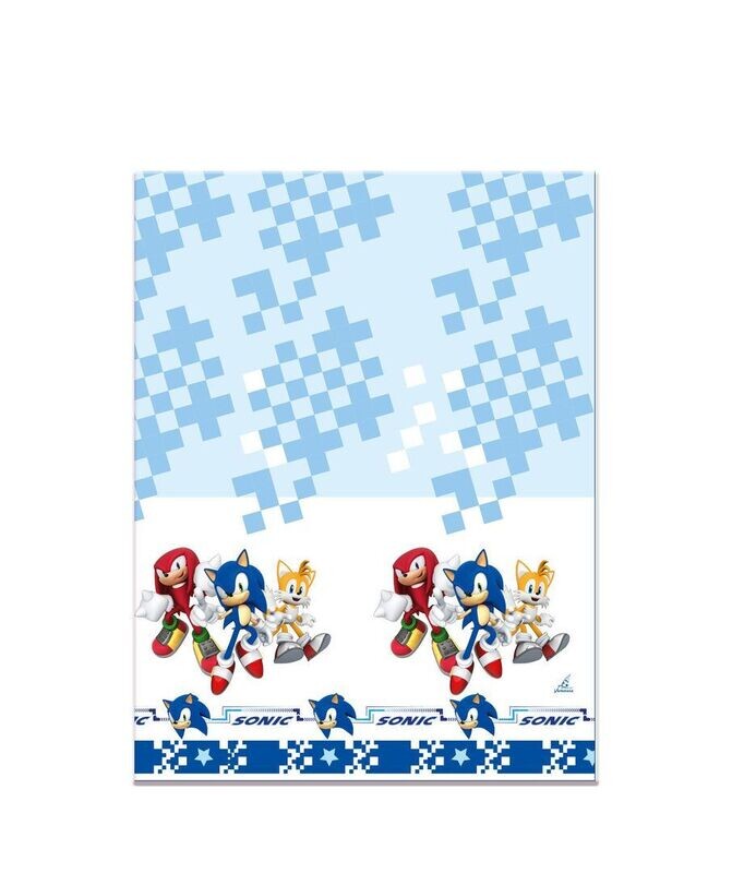 Mantel de plástico 120x180cm Sonic, ideal para fiestas y cumpleaños.