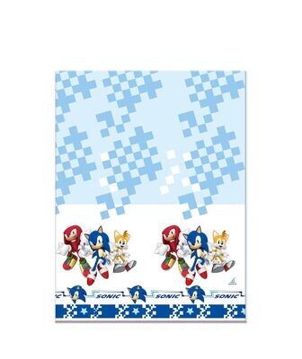 Mantel de plástico 120x180cm Sonic, ideal para fiestas y cumpleaños.