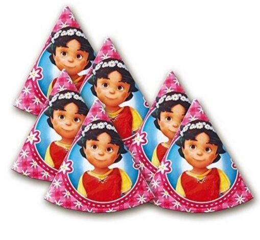 Pack 6 sombreros de la licencia oficial  Heidi, producto de carton con cintas elasticas, impresion de alta calidad