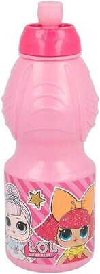 botella sport 400 ml, Lol surprise, rosa, producto de plastico libre de BPA