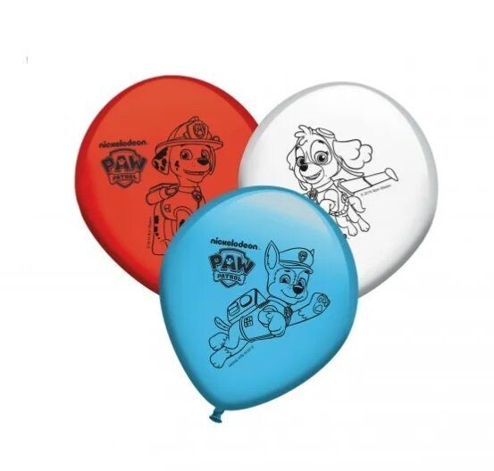 8 globos Patrulla canina, tres diseños, ideales para decorar fiestas de cumpleaños