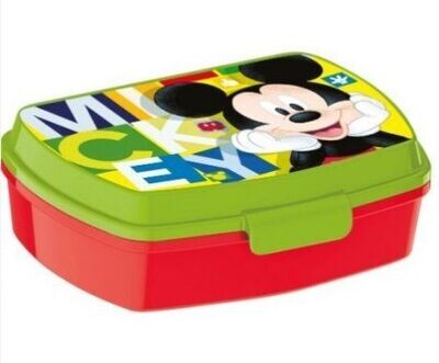 Sandwichera rectangular Disney Mickey Mouse, verde, producto de plástico resistente, ideal para llevar el almuerzo
