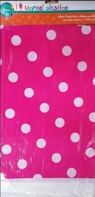 mantel fiesta 110x180cm diseño topos Rosa, producto de plastico, ideal como complemento para fiestas de cumpleaños o eventos