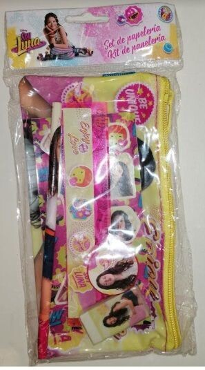 set papeleria 6pz disney Soy Luna, portatodo, lapiz, goma, regla, pegatinas  y sacapuntas