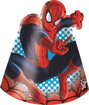 Pack de 6 sombreros licencia oficial Spiderman, producto de carton ideal para fiestas infantiles