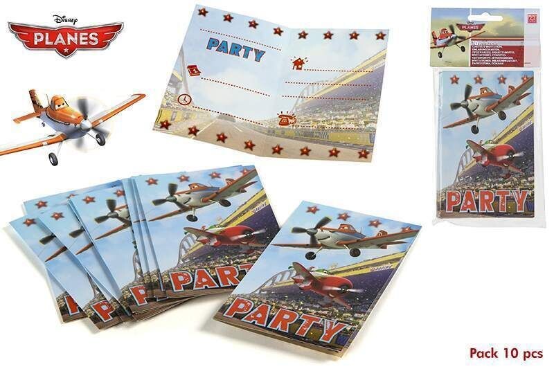 pack 10 invitaciones licencia oficial disney Planes, aviones, producto de carton