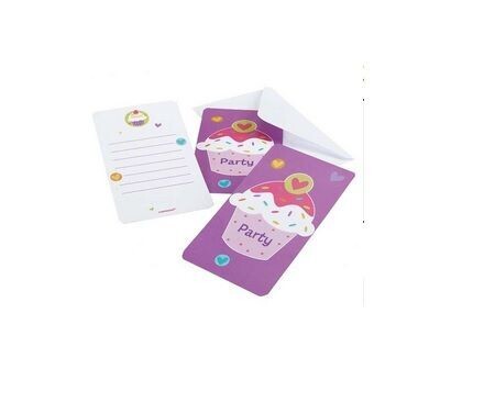 pack 6 invitaciones diseño Cupcakes, ideal para cumpleaños, producto de carton